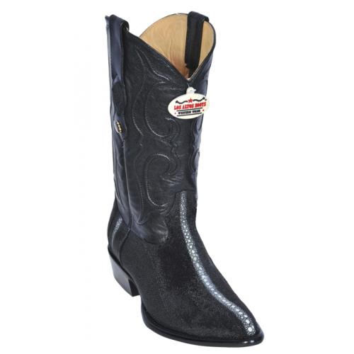 Los Altos Black Genuine All-Over Stingray Rowstone Print J-Toe Cowboy Boots 3991105